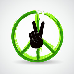 peace hand grün