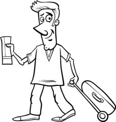 man with flight ticket coloring page