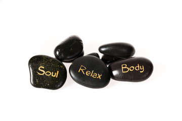 zen spa stones on white background