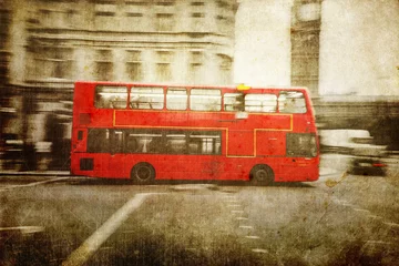 Foto op Canvas nostalgisch texturiertes Bild eines roten Londoner Busses © Christian Müller