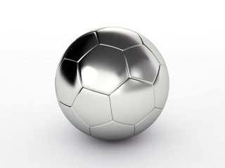 silver soccer ball isolated on white background