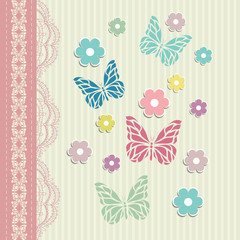 Vintage floral card background vector