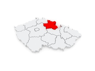 Map of Hradec Kralove Region. Czech Republic.