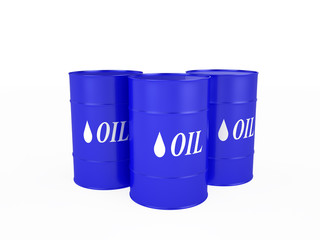 Three blue barrels with the oil