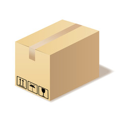 Closed cardboard box isolated. Illustration in vector format