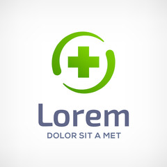 Obraz premium Medical logo design template with cross and plus.