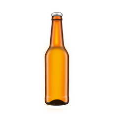 Glass beer brown bottle , isolated on white background