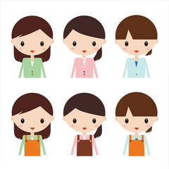 女性　主婦　店員　バリエーション