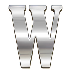 Letter W from chrome solid alphabet isolated on white