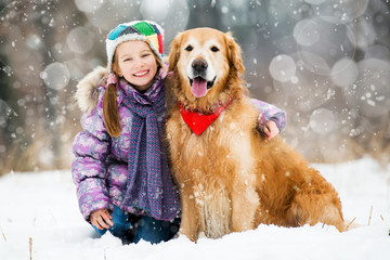 girl with golden retriever