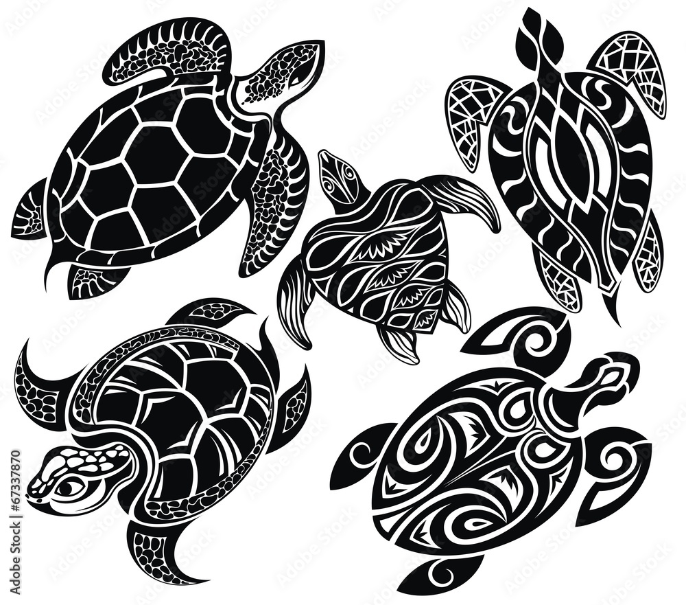 Sticker set of turtles