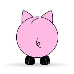 cute back of pig vector illustration