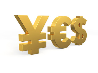 Obraz premium Yen Euro Dllar