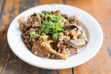 Larb pork salad.Traditional Thai food.