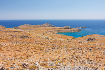 Paradise coast with rocks, Rhodes, Greece