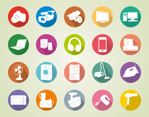 colorful vector icons of home appliances