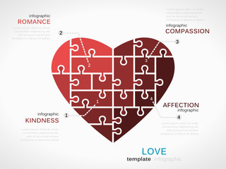 Love concept infographic template with heart - 67344485