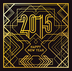 2015 Greeting Card in Art Deco Gold Style