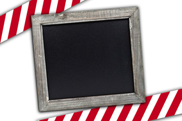 Kreidetafel mit Absperrbandab