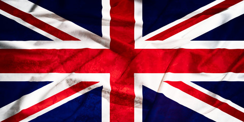 United Kingdom  grunge old flag on a silk drape waving - Powered by Adobe