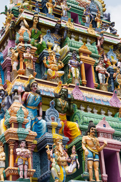 Hindu gods and demons on a temple, Sri Lanka