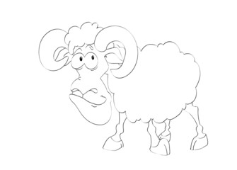 Contour of funny aries on the isolated white background