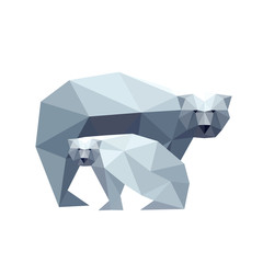 Obraz premium Illustration of polygonal bear with cub isolated on white backgr