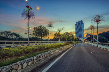 Bright Sunset in Background of Malaysia Parliament
