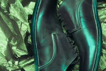 Stylish footwear fashion concept. Trendy leather men's shoes