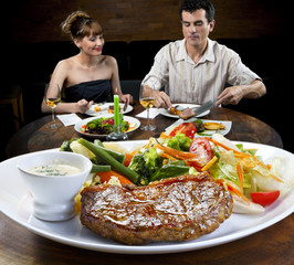 Picanha, salad.