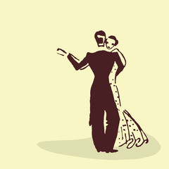 Young couple dancing the waltz