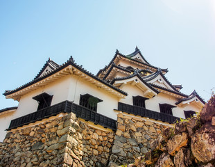 Hikone castle with blue sky in spring season, Hikone, Japan