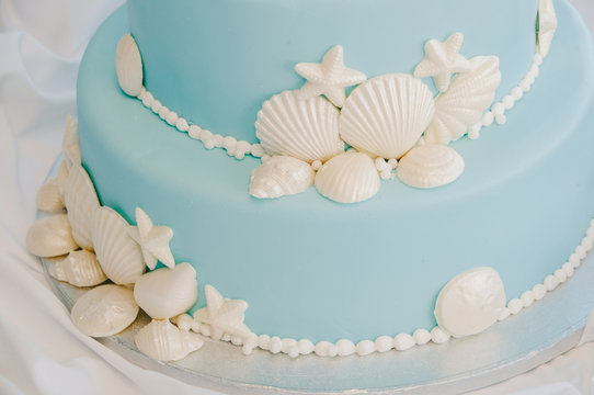 Tiffany Blue Beach Wedding Cake