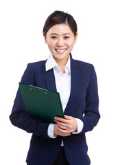 Fototapeta na wymiar Asian business woman with clipboard