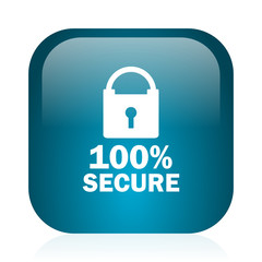 secure blue glossy internet icon