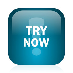 try now blue glossy internet icon