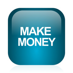 make money blue glossy internet icon