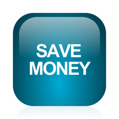 save money blue glossy internet icon