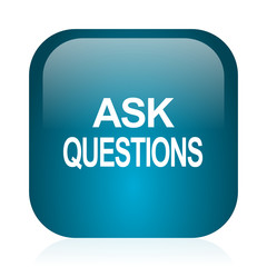 ask questions blue glossy internet icon