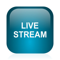 live stream blue glossy internet icon