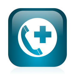 Obraz premium emergency call blue glossy internet icon