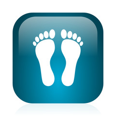 foot blue glossy internet icon