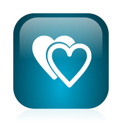 love blue glossy internet icon