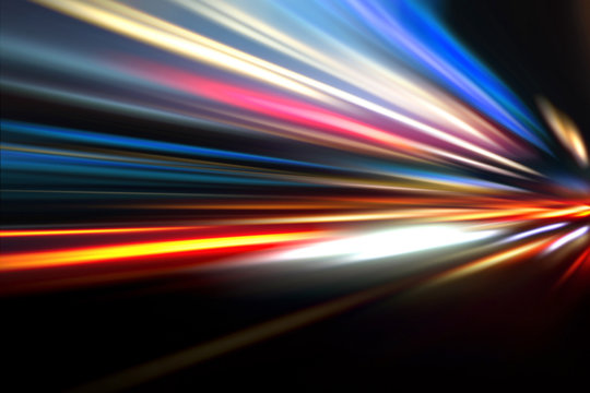 speed motion on night road