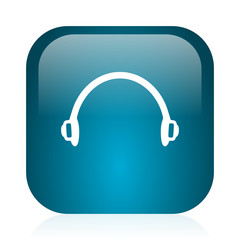 headphones blue glossy internet icon