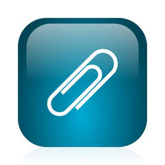paperclip blue glossy internet icon