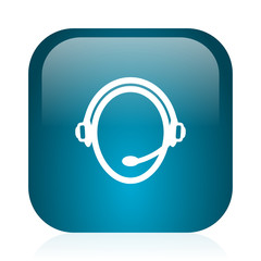 customer service blue glossy internet icon