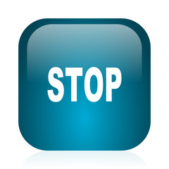 stop blue glossy internet icon