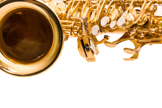 Fragment saxophone on a white background
