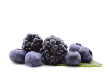 Blackberry and blueberry isolated on  white background